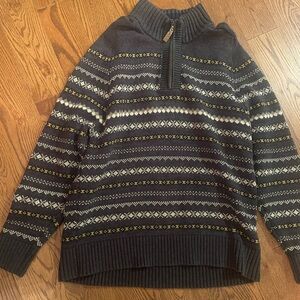 Men's grey and Gold Patterned Zip-Up Sweater